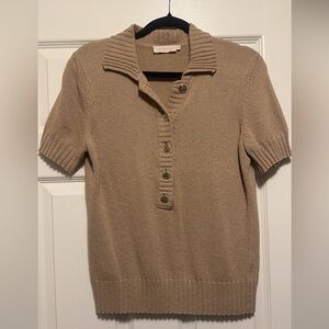 Tory Burch Tan V-Neck Sweater